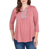 Blusa de manga 3/4 con cuello en V dividido de punto texturizado sangría - Ruby Rd