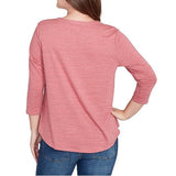 Blusa de manga 3/4 con cuello en V dividido de punto texturizado sangría - Ruby Rd