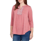 Blusa de manga 3/4 con cuello en V dividido de punto texturizado sangría - Ruby Rd