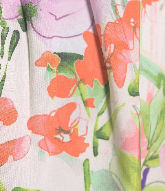 Vestido Corto Hinchado con Escote Floral Blanco Multi - Siena