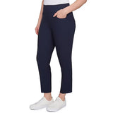 Pantalón tobillero recto sin cierre de seda tecnológica azul marino - Ruby Rd