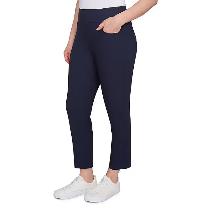 Pantalón tobillero recto sin cierre de seda tecnológica azul marino - Ruby Rd