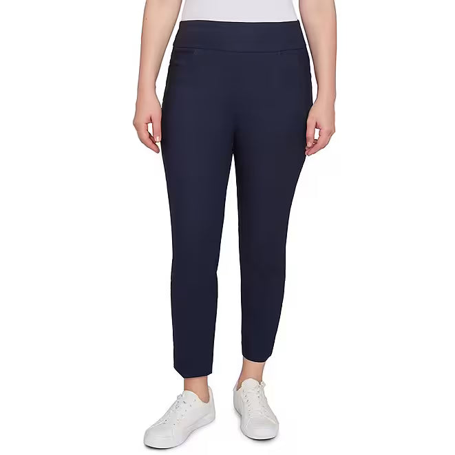 Pantalón tobillero recto sin cierre de seda tecnológica azul marino - Ruby Rd