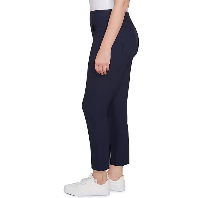 Pantalón tobillero recto sin cierre de seda tecnológica azul marino - Ruby Rd
