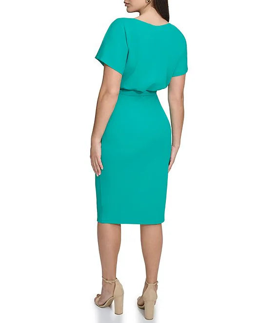 Vestido blusón cruzado falso verde menta - Kensie