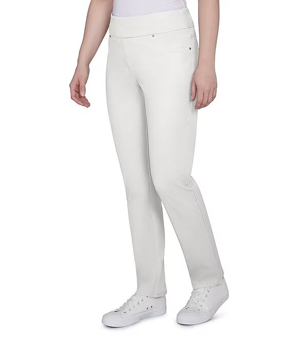 Pantalón recto pull-on de sarga suave color marfil - Ruby Rd