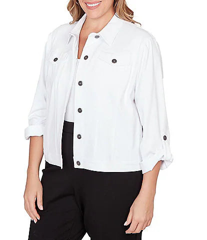 Chaqueta de sarga de punto de color grande White Ruby Rd