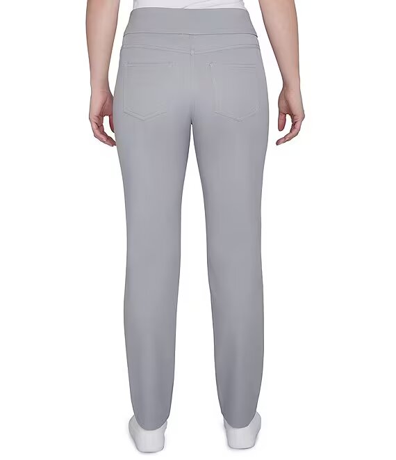 Pantalones rectos de sarga suave con elástico gris - Ruby Rd