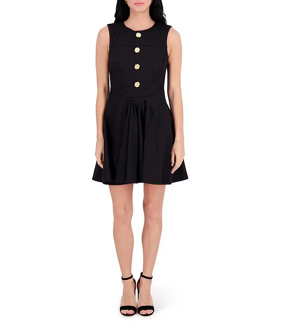 Minivestido de mezclilla elástica línea A Negro - Kensie