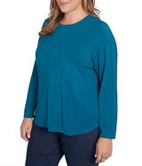 Plus Size Crew Neck Long Sleeve Knit Top Adriate - Ruby Rd