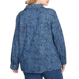 Chaqueta vaquera de talla grande con estampado de cachemir, cuello puntiagudo y botones frontales de manga larga - Ruby Rd