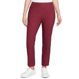 Pantalones Rectos Tobilleros con Tecnología de Seda y Cintura Elástica Color Uva Pasa -Ruby Rd