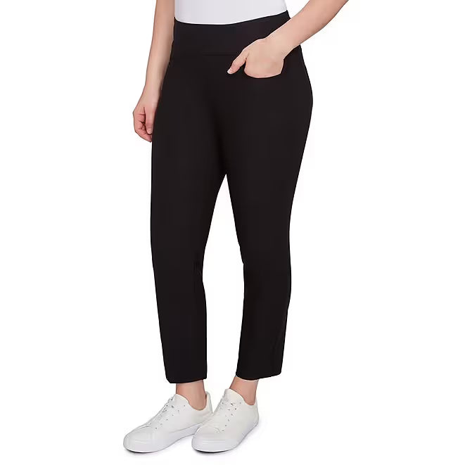 Pantalón tobillero de pierna recta de seda tecnológica con cintura elástica - Ruby Rd
