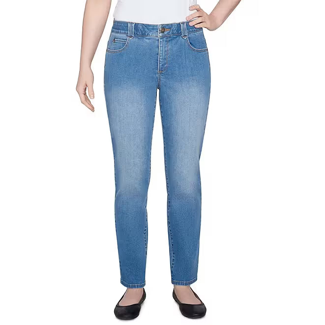 Jeans de mezclilla suaves de bota ancha con pretina elástica índigo claro -Ruby Rd