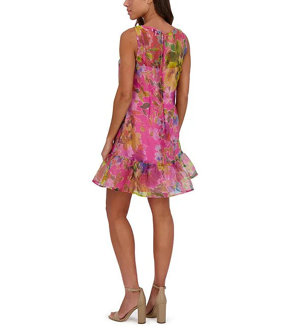 Minivestido recto rosa combinado - Kensie