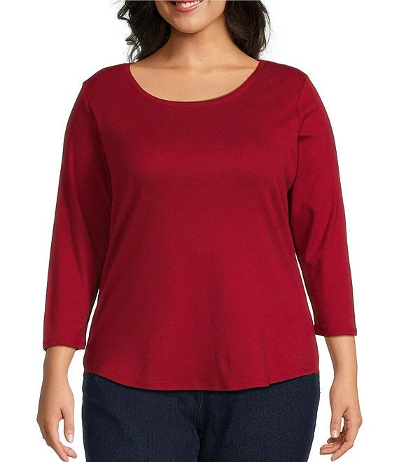 Parte de arriba de punto de cuello redondo y manga larga para tallas grandes, color remolacha - Ruby Rd