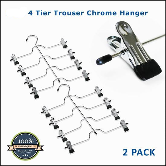 Black/Chrome S/2 4-Tier Pant & Skirt Gel Hanger