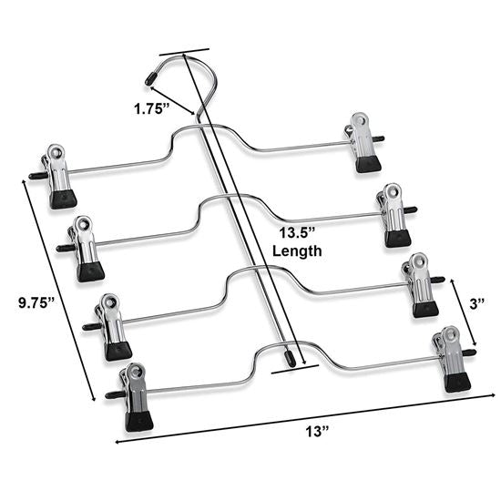 Black/Chrome S/2 4-Tier Pant & Skirt Gel Hanger