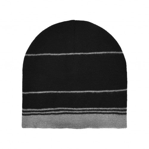 GORRO REVERSIBLE DE PUNTO ACRÍLICO A RAYAS EN 3 COLORES
