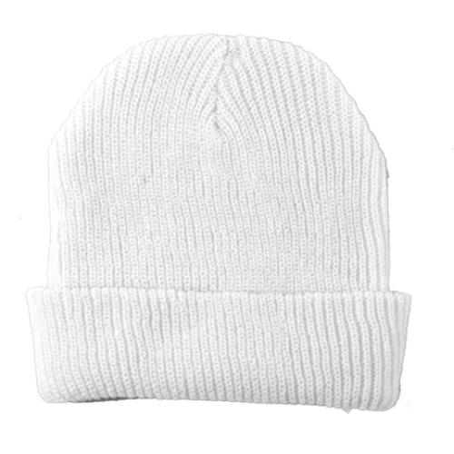 ACRYLIC KNIT CUFF HAT - WHITE ONLY