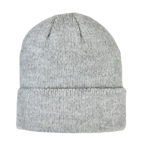 GORRO DE MUJER DE PUNTO JASPEADO SUPERELÁSTICO CON PUÑO GRIS