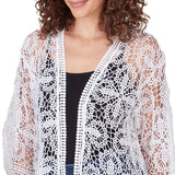 Cárdigan de algodón con encaje Medallion blanco - Ruby Rd