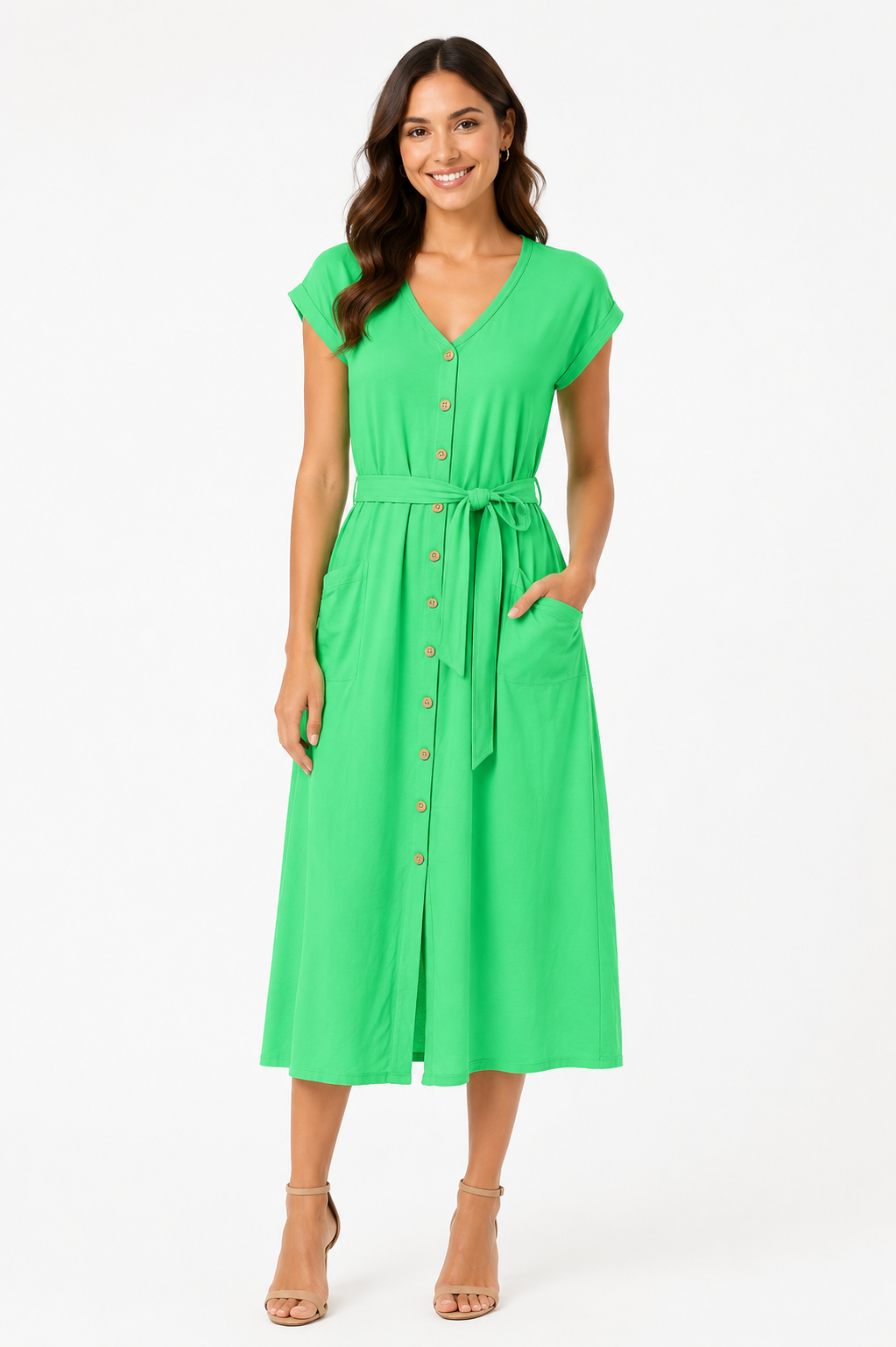 Ladies Yummy Maxi Dress, Green    - Liz & Lilli