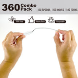 Set de cubiertos desechables transparentes - 360 unidades