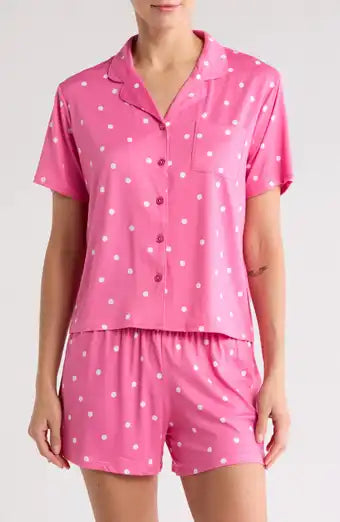 Conjunto corto de muesca rosa intenso