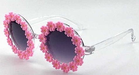 GAFAS DE SOL REDONDAS CON PÉTALOS DE FLORES, ESTILO HIPPIE