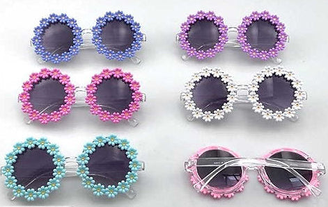 GAFAS DE SOL REDONDAS CON PÉTALOS DE FLORES, ESTILO HIPPIE