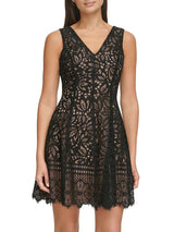 Minivestido de encaje negro multicolor - Kensie