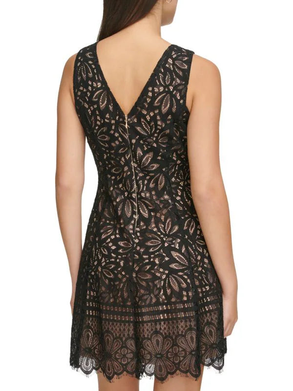 Minivestido de encaje negro multicolor - Kensie