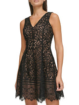 Minivestido de encaje negro multicolor - Kensie