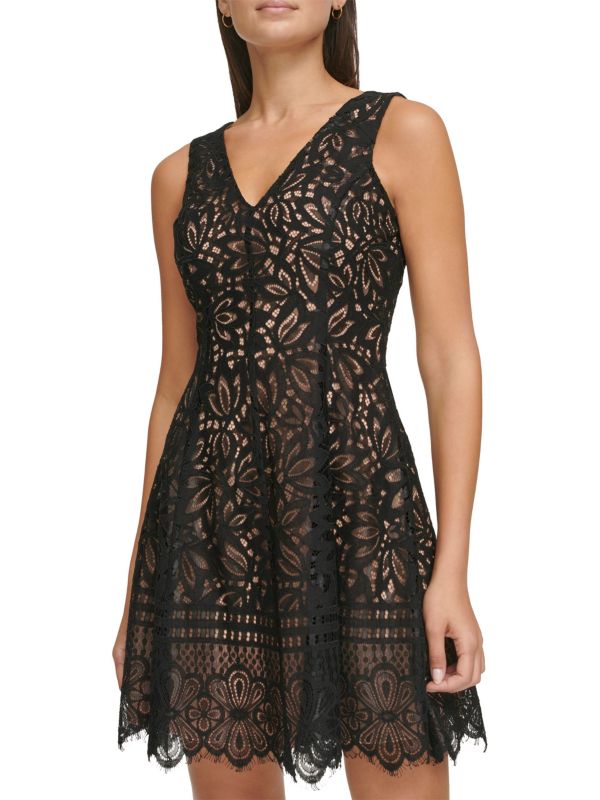Minivestido de encaje negro multicolor - Kensie