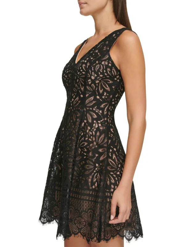 Minivestido de encaje negro multicolor - Kensie
