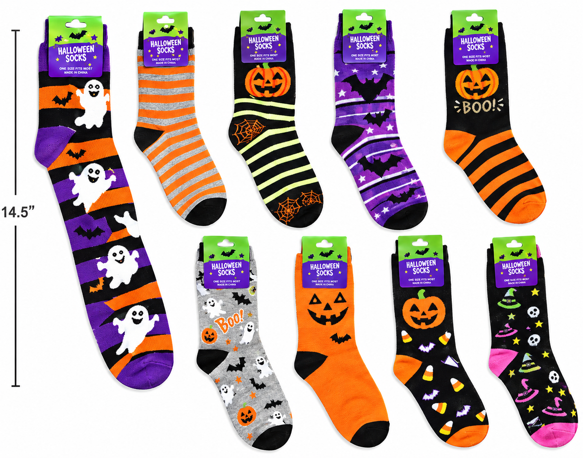 Adult Halloween Knitted Socks. 3 Asst. Styles