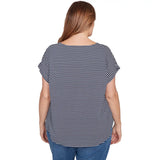 Camiseta de punto a rayas florales talla grande azul marino multicolor - Ruby Rd