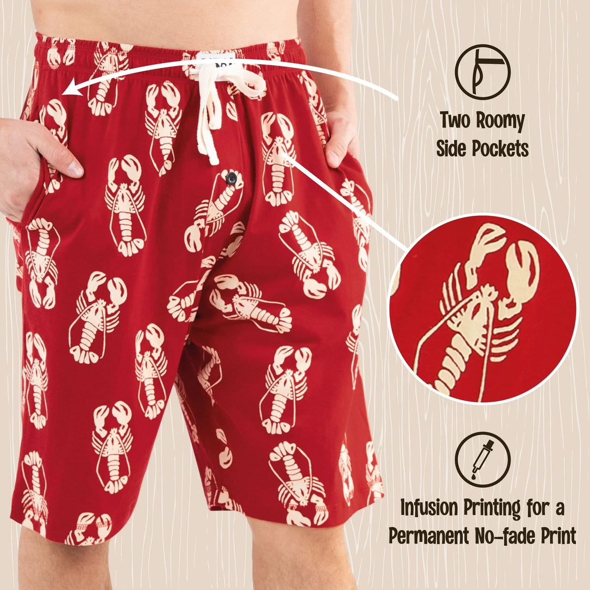 Pantalones cortos de pijama de langosta para hombre