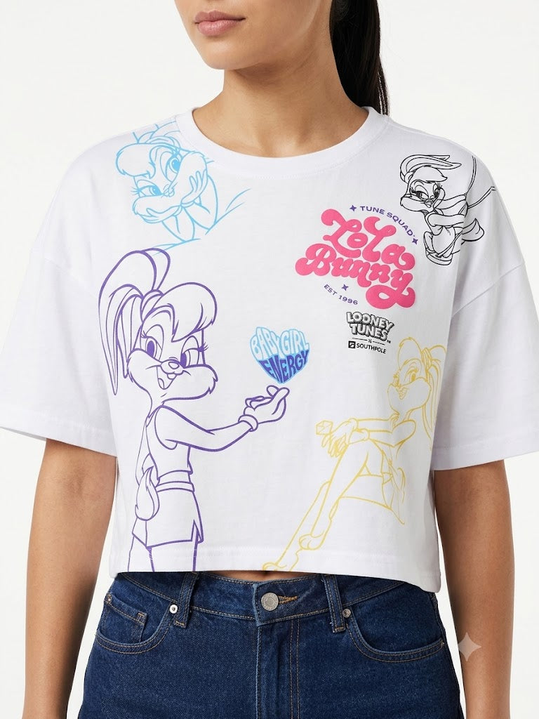 Camiseta corta Lola Bunny holgada blanca
