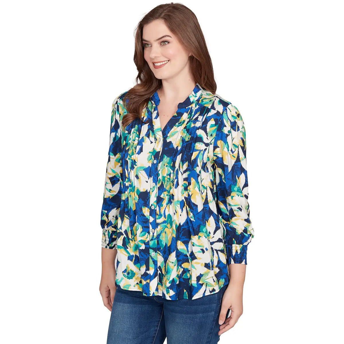 Blusa Abotonada de Gasa Floral Sedosa - Ruby Rd