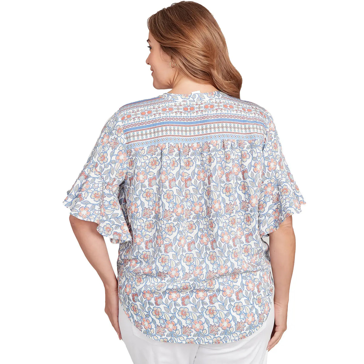 Camiseta Henley con nudo frontal y estampado floral vintage Plus - Ruby Rd