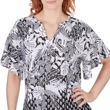 Camiseta Tropical Foulard con Estampado Acolchado Negra/Blanca - Ruby Rd