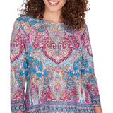 Top con Borde Bohemio Mediterráneo Azul - Ruby Rd