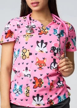 CAMISETAS CON ESTAMPADO DE GORRO DE ANIMAL ROSA