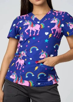 CAMISAS AZUL OSCURO CON ESTAMPADO DE UNICORNIO
