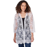 Cárdigan de algodón con encaje Medallion blanco - Ruby Rd