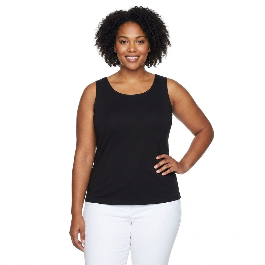 Camiseta de tirantes acanalada Plus Black Ruby Rd X