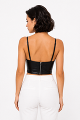 Bralette de PU con Flecos Negro