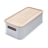 Cesta Mediana y Tapa de Madera  8.4" x 16.9" x 3" Gris
